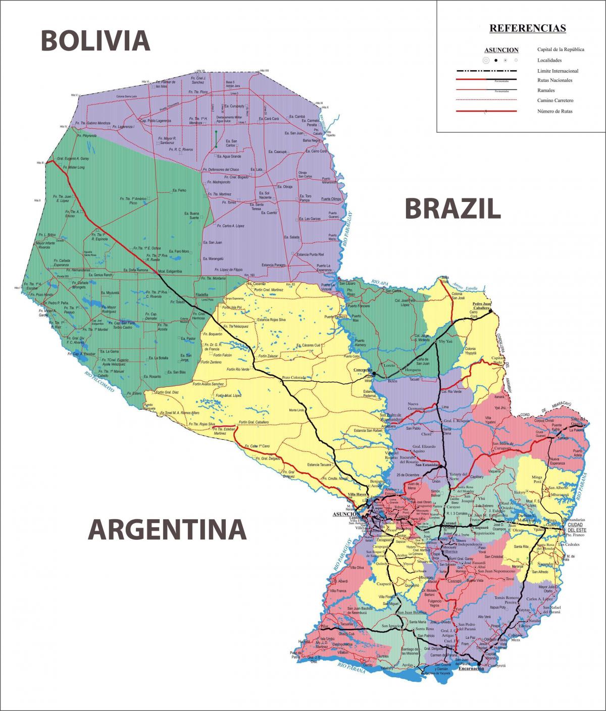o mapa do Paraguai