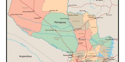 Mapa do Paraguai com cidades